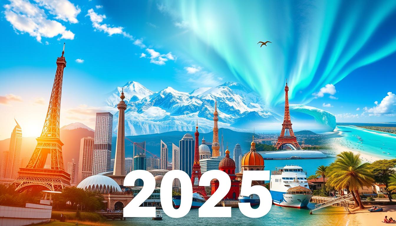 Tourists exploring various international landmarks and cities, representing diverse travel experiences for UAE residents in 2025
