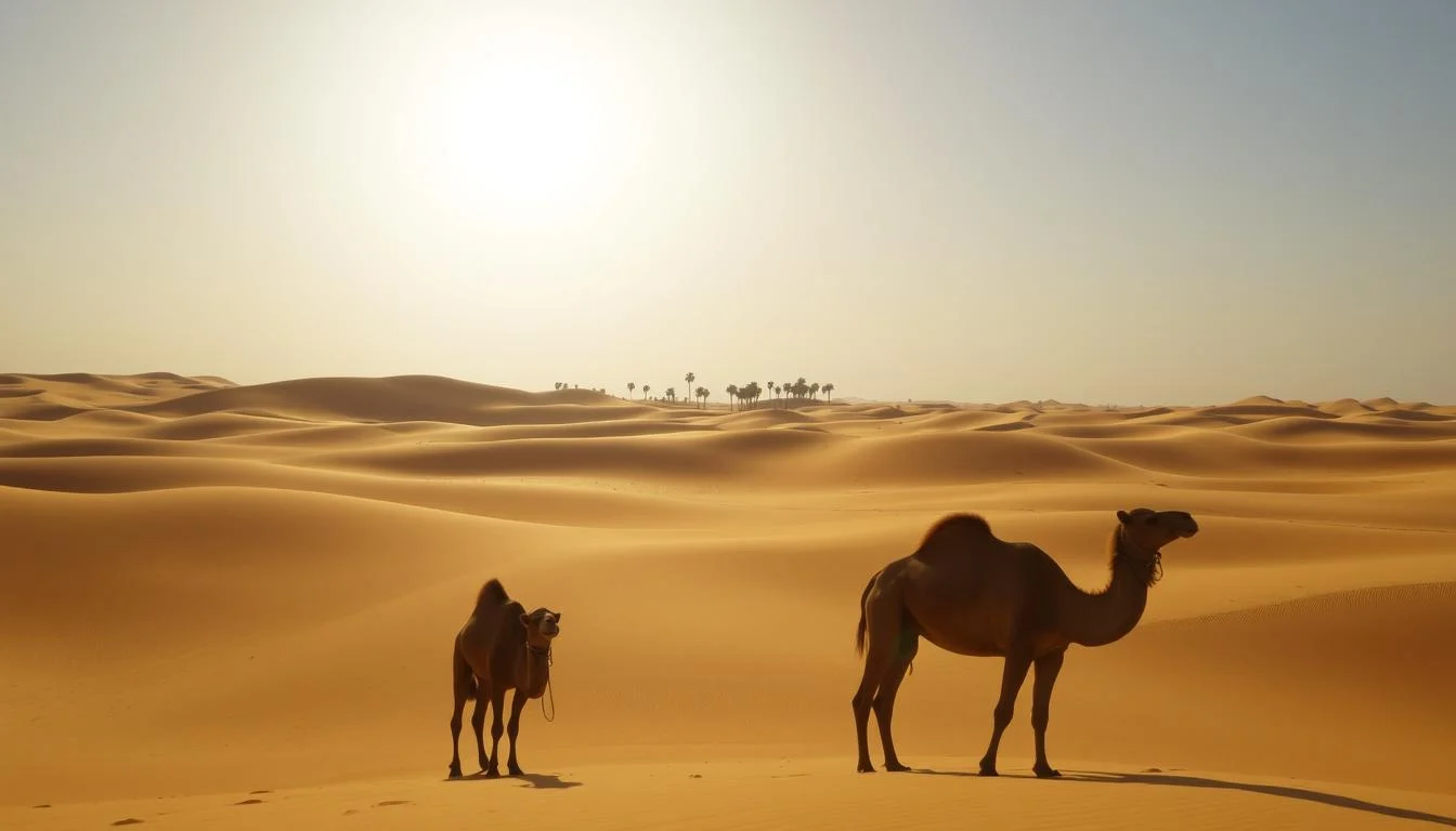 Tourists enjoying a desert safari in Dubai, with warm daytime temperatures and cooler nights for stargazing and campfires