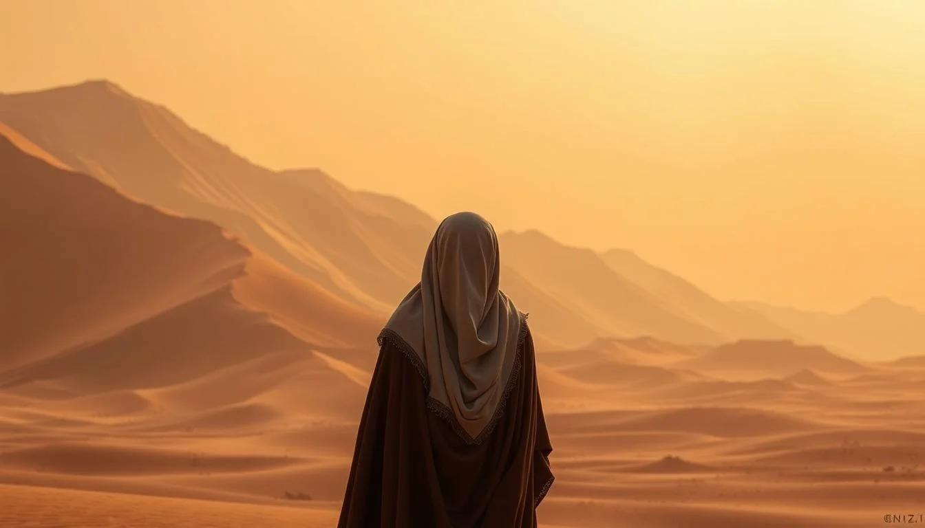A still from the movie Dune showing characters in desert attire, evoking the strong Islamic influences and themes present in the novel.